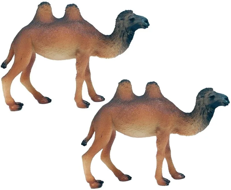 Plastic kameel diertje - 2x - 10 cm - speelgoed dier - kamelen - speeldiertjes - speelfiguren de Pia Soft Toys en Marron – photo produit