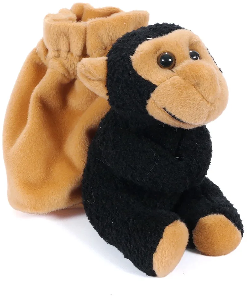 Pluche Chimpansee Knikkerzak - 12 cm by Pia Soft Toys in Brown – product photo