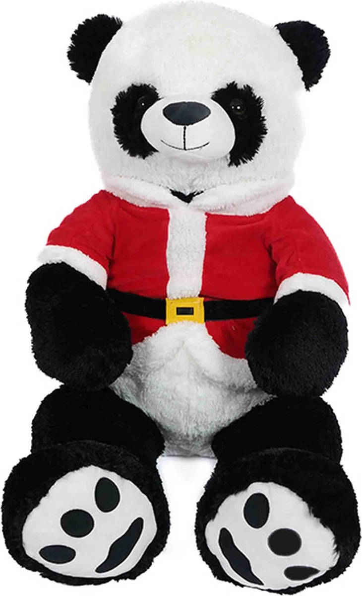 Pluche Kerst Knuffeldier - Panda met jas - 100 cm van Pia Soft Toys in Wit – productfoto