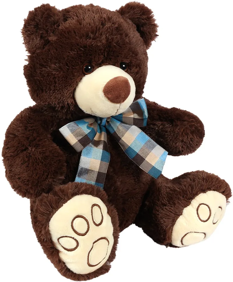 Pluche knuffeldier - Beer met strik - 32 cm by Pia Soft Toys in Donkerbruin – product photo