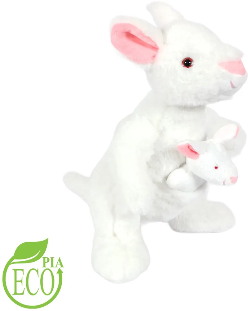 Pluche knuffeldier - Kangoeroe met baby ECO 22 cm van Pia Soft Toys in Wit – productfoto