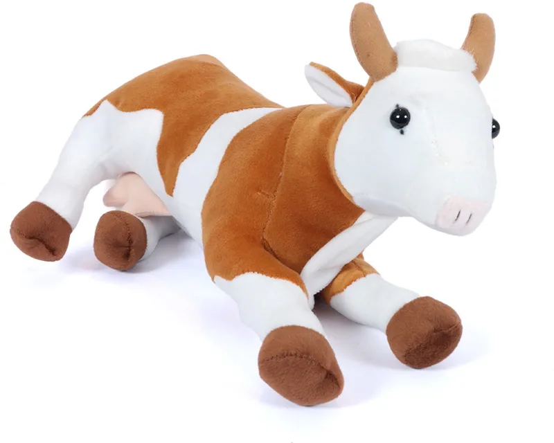 Pluche Knuffeldier - Koe - bruin/wit - liggend- 35 cm de Pia Soft Toys en Marron – photo produit