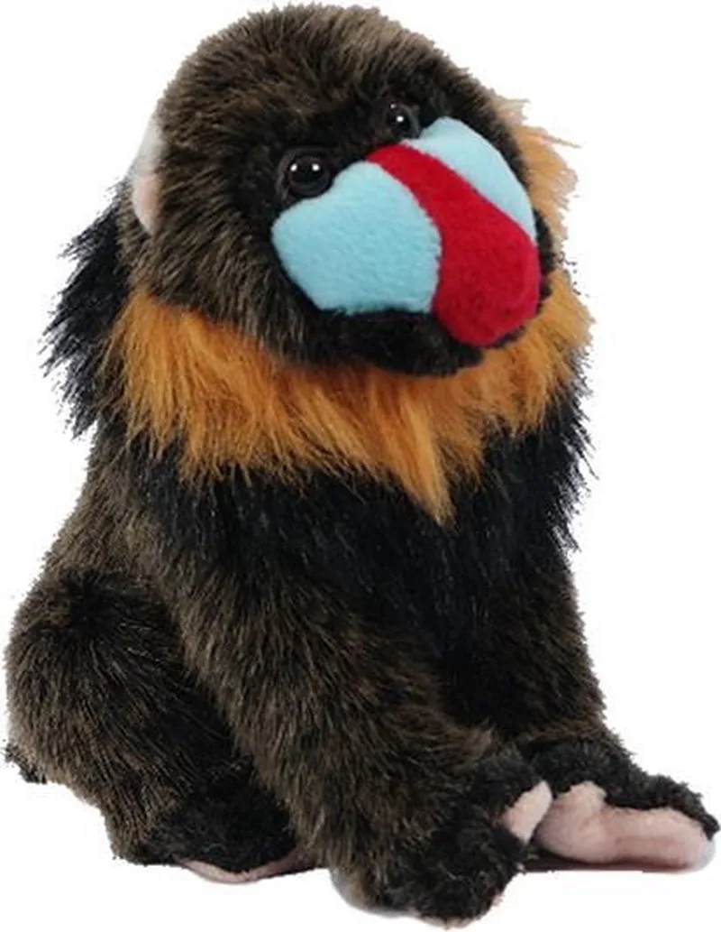 Pluche Knuffeldier Mandrill - zittend - 32 cm van Pia Soft Toys in Blauw – productfoto