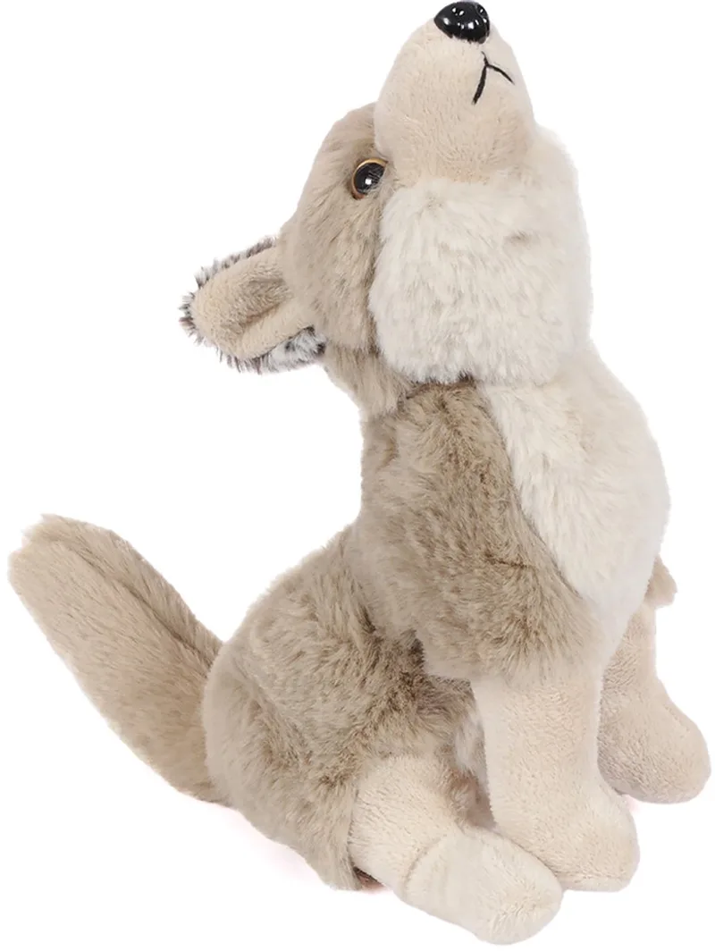 Pluche Knuffeldier - Wolf zittend - 20 cm van Pia Soft Toys in Taupe – productfoto