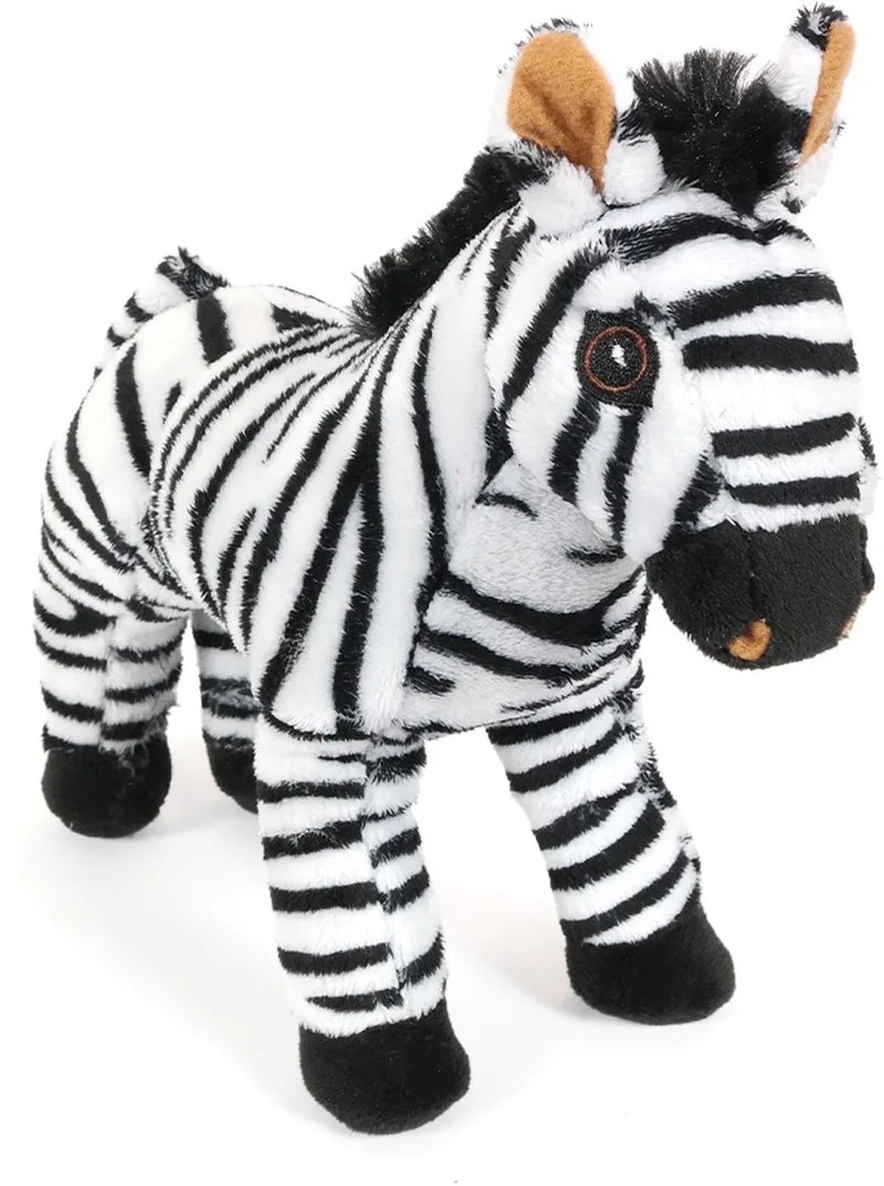 Pluche Knuffeldier Zebra - staand - 22 cm van Pia Soft Toys in Grijs, Zwart met creme – productfoto