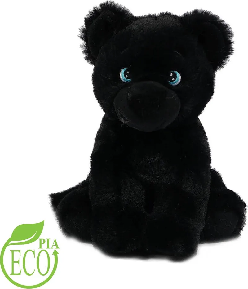 Pluche Knuffeldier Zwarte panter ECO- 21 cm: 100% Ecologisch, 100% Lief van Pia Soft Toys in Zwart – productfoto