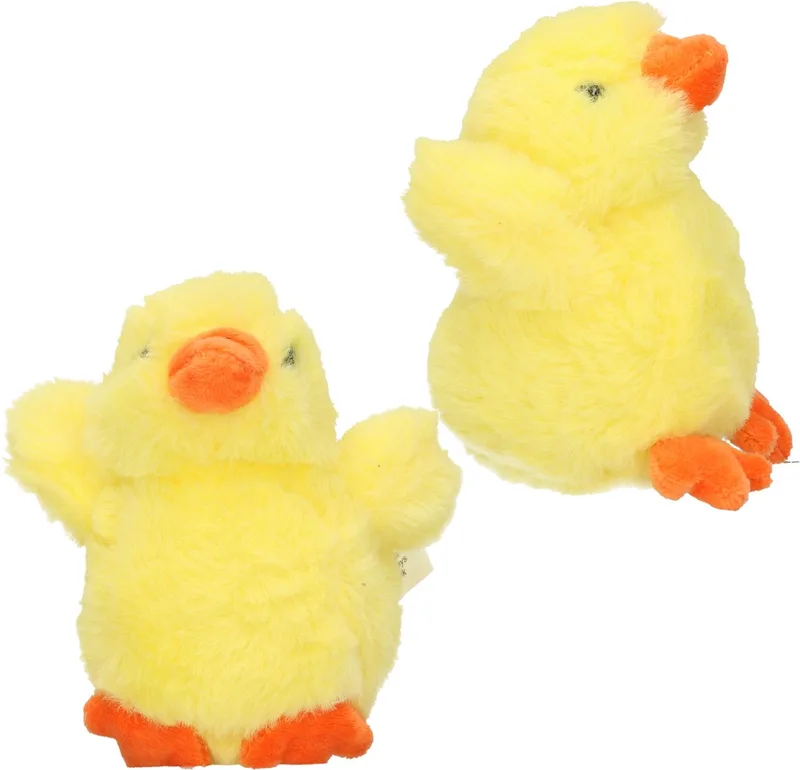 Pluche kuiken of kleine kippen knuffeldier - 2x stuks - 12 cm - Pasen thema - Kuikens / kippen knuffels van Pia Soft Toys in Geel – productfoto