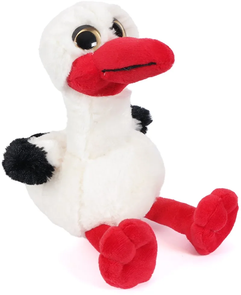 Pluche ooievaar knuffel - 18 cm - vogel - geboorte knuffel - kraamcadeau baby van Pia Soft Toys in Meerkleurig – productfoto