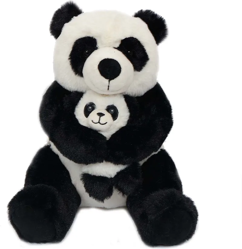 Pluche Panda met baby - 28 cm van Pia Soft Toys in Wit – productfoto