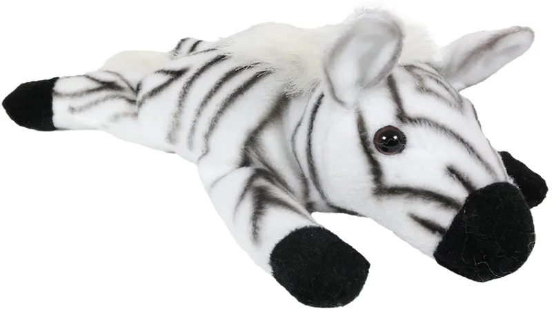 Pluche Zebra met bonen Knuffel - Liggend - 24 cm van Pia Soft Toys in Zwart – productfoto