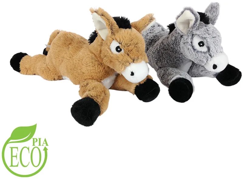 Set van 2 ECO Pluche Ezel Knuffels - liggend 16 cm van Pia Soft Toys in Bruin – productfoto
