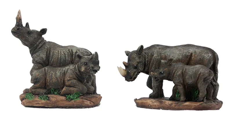 Set van 2 Neushoorn Speelfiguren - 2 ass. - 7, 5 cm van Pia Soft Toys in Bruin – productfoto