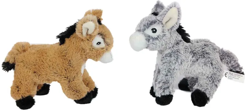 Set van 2 Pluche Ezel Knuffels - staand - 2 ass. - 24 cm von Pia Soft Toys in Braun – Produktfoto