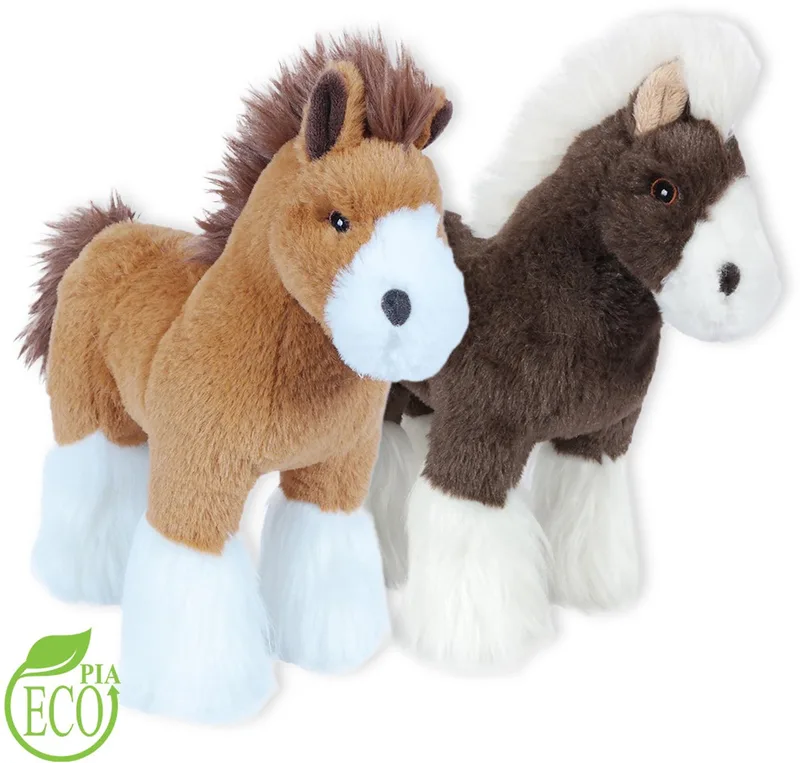 Set van 2 Pluche Paarden - staand - 2 ass. - zwart/bruin - ECO - 23 cm van Pia Soft Toys in Bruin – productfoto