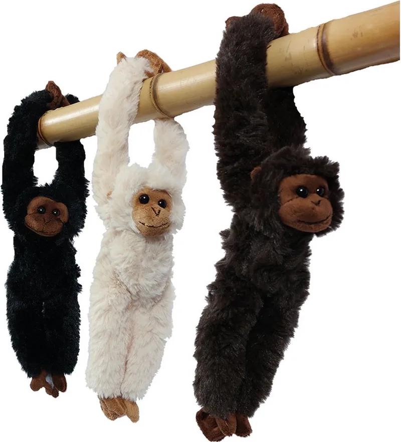 Set van 3 Pluche Hangaap Knuffels - 3 ass. - 30 cm - bruin - beige) by Pia Soft Toys in Black – product photo