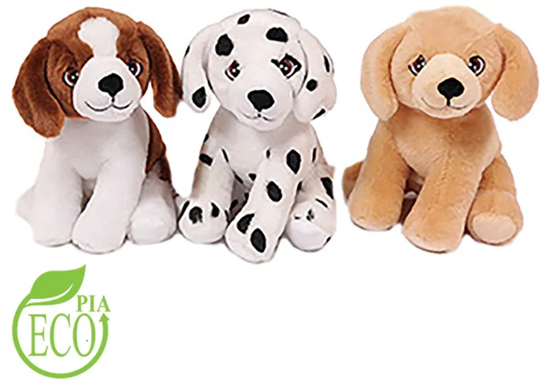 Set van 3 Pluche Honden Knuffels - 3 ass. - ECO - 16 cm van Pia Soft Toys in Zwart – productfoto
