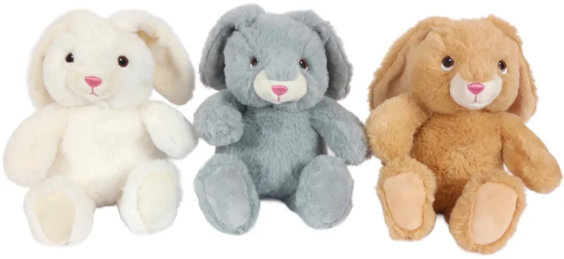 Set van 3 Pluche Konijn Knuffels - 3 ass. - zittend - ECO - 19 cm van Pia Soft Toys in Bruin – productfoto