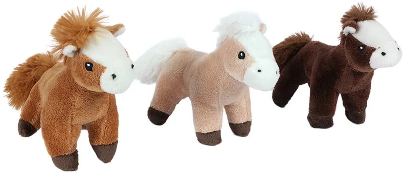 Set van 3 Pluche Paarden Knuffels - staand - 3 ass. - 13 cm by Pia Soft Toys in Brown – product photo
