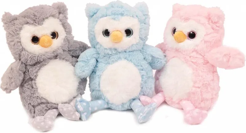 Set van 3 Pluche Uil Knuffels - 3 ass. - 20 cm van Pia Soft Toys in Roze – productfoto