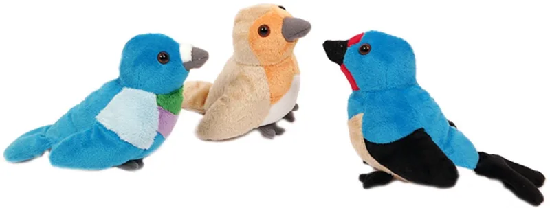 Set van 3 Pluche Vogel Knuffels - 3 ass. - 13 cm by Pia Soft Toys in Beige – product photo