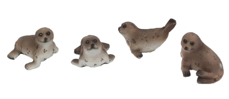 Set van 4 Zeehond Speelfiguren - 4 ass. - 6,5 cm van Pia Soft Toys in Bruin – productfoto
