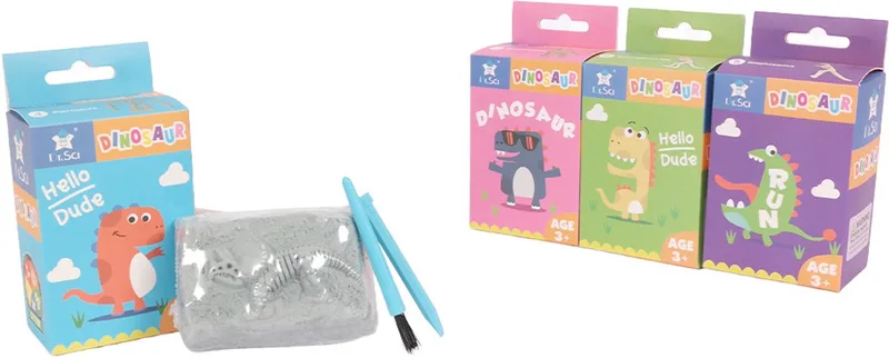 Set van 6 Opgravingssets dinosaurusskelet - Speelfigurenset by Pia Soft Toys in Purple – product photo
