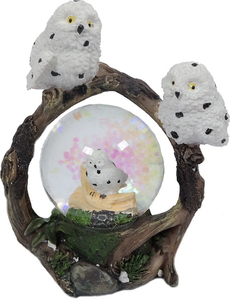 Sneeuwuil waterbal - 45 mm - Snowglobe by Pia Soft Toys in White – product photo