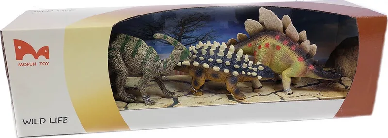 Speelfiguren - Parasaurolophus-Saichania- Stegosaurus set in display 15 cm by Pia Soft Toys in Turquoise – product photo