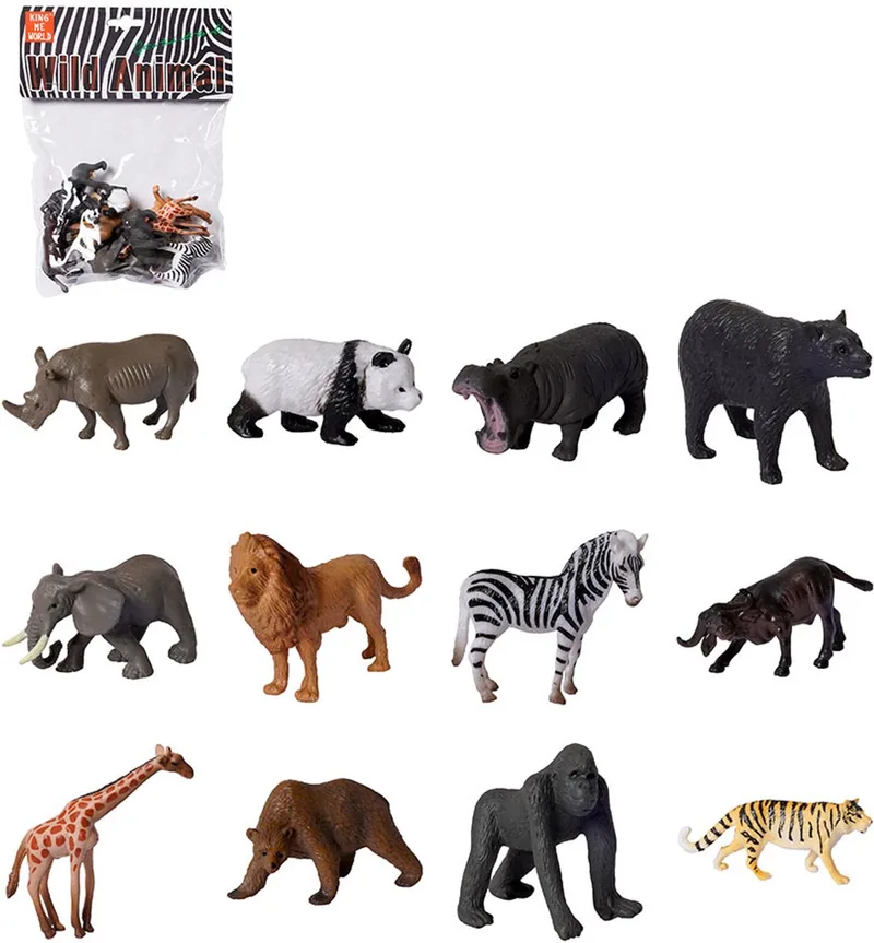 Speelfiguren - Wilde dieren in zak 12 ass. 5-10 cm de Pia Soft Toys en Multicolore – photo produit