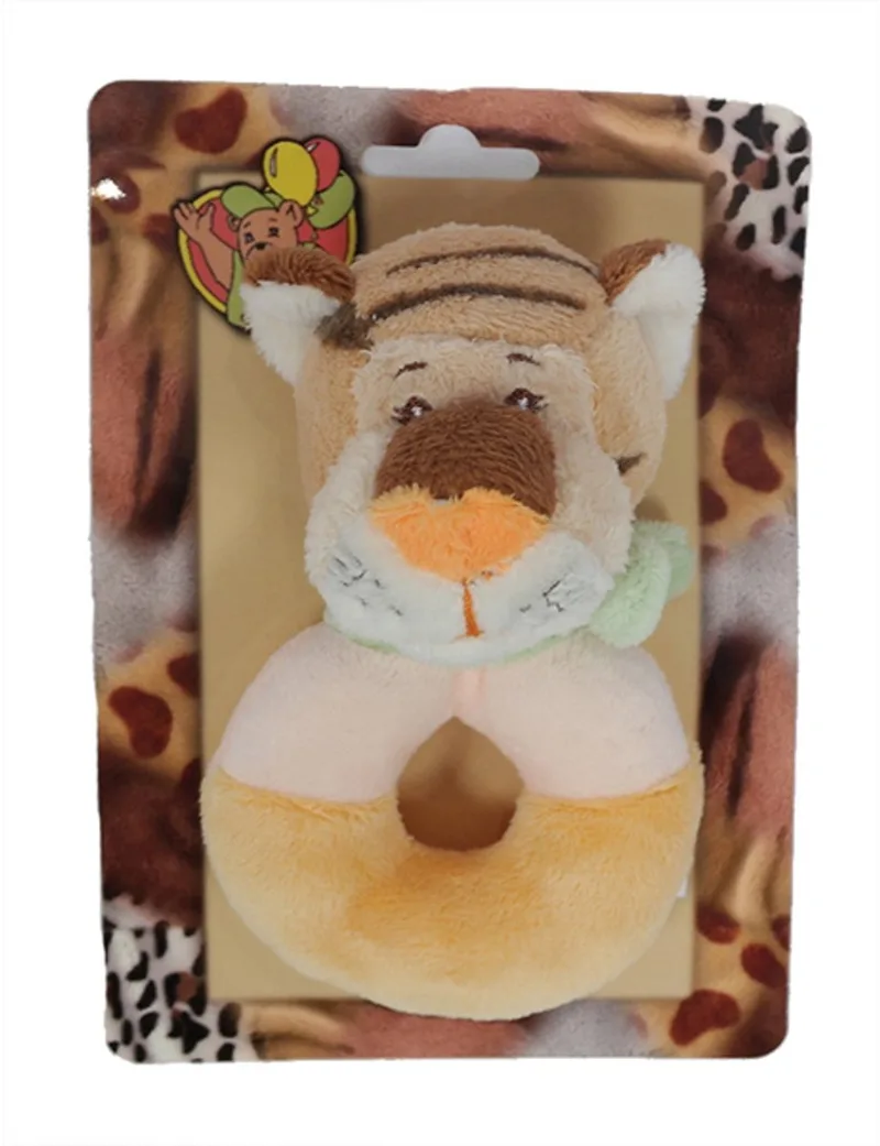 Tijgerhoofd ratel babypluche - 12 cm van Pia Soft Toys – productfoto