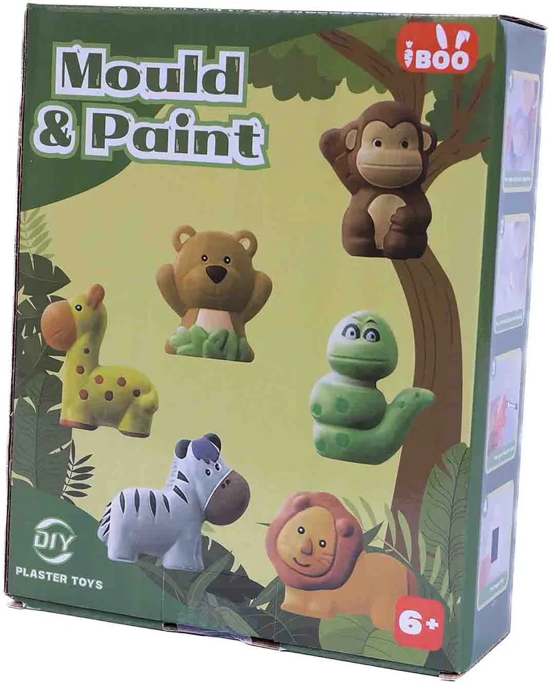 Wilde dieren Gips Gieten Set 18 x 22 x 6 cm de Pia Soft Toys en Multicolore – photo produit