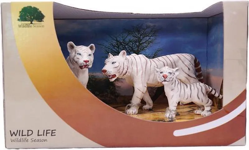 Witte Tijger familie in Showbox - PVC - Wildlife - 12cm by Pia Soft Toys in White – product photo