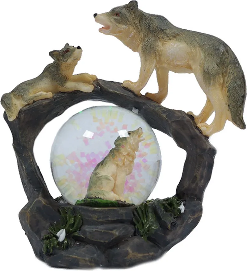 Wolf waterbal - 45 mm - Snowglobe de Pia Soft Toys en Beige – photo produit