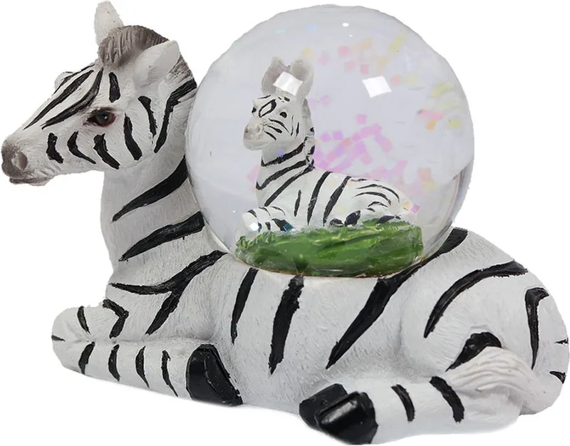Zebra Liggend Waterbal - 45 mm - Snowglobe de Pia Soft Toys en Blanc – photo produit