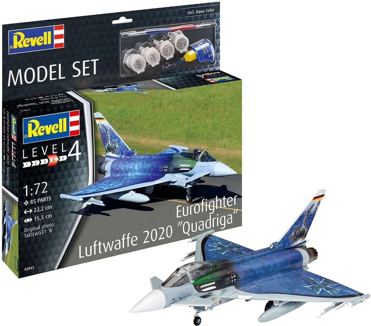 1:72 Revell 63843 Eurofighter "Luftwaffe 2020 Quadriga" - Model Set Plastic Modelbouwpakket van Revell in Grijs – productfoto