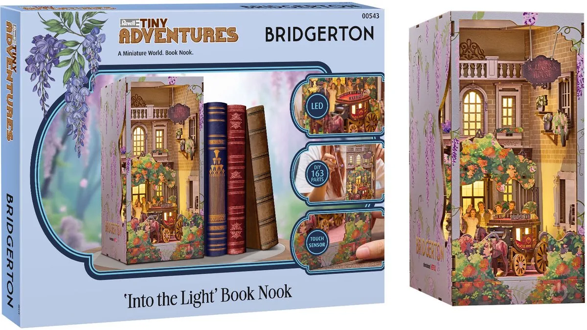 Modelbouwpakket - 00543 Tiny Adventures - Bridgerton -Into the Light- - Boekhoekje met LED Verlichting - 18x11x23cm Houten van Revell in Meerkleurig – productfoto