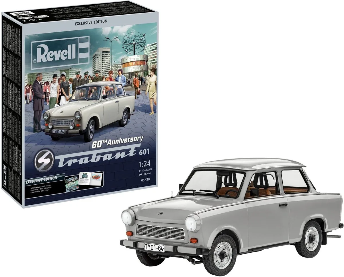Modelbouwpakket Auto - 05630 Trabant 601 60-jarig jubileum -Exclusieve editie- - Cadeauset Plastic - 1:24 - Modelbouw van Revell in Meerkleurig – productfoto