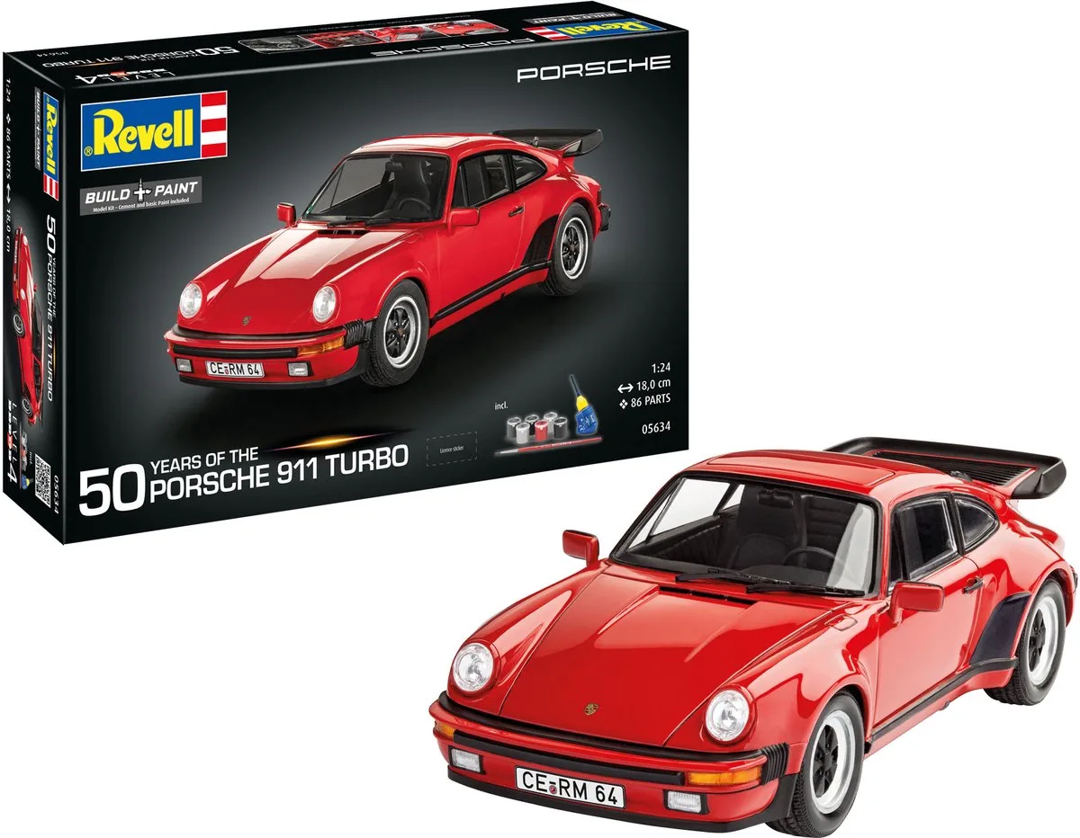 Modelbouwpakket Auto - 05634 -50 Years of the Porsche 911 Turbo- - Sportauto - Geschenkset Plastic - 1:24 - Modelbouw van Revell in Meerkleurig – productfoto