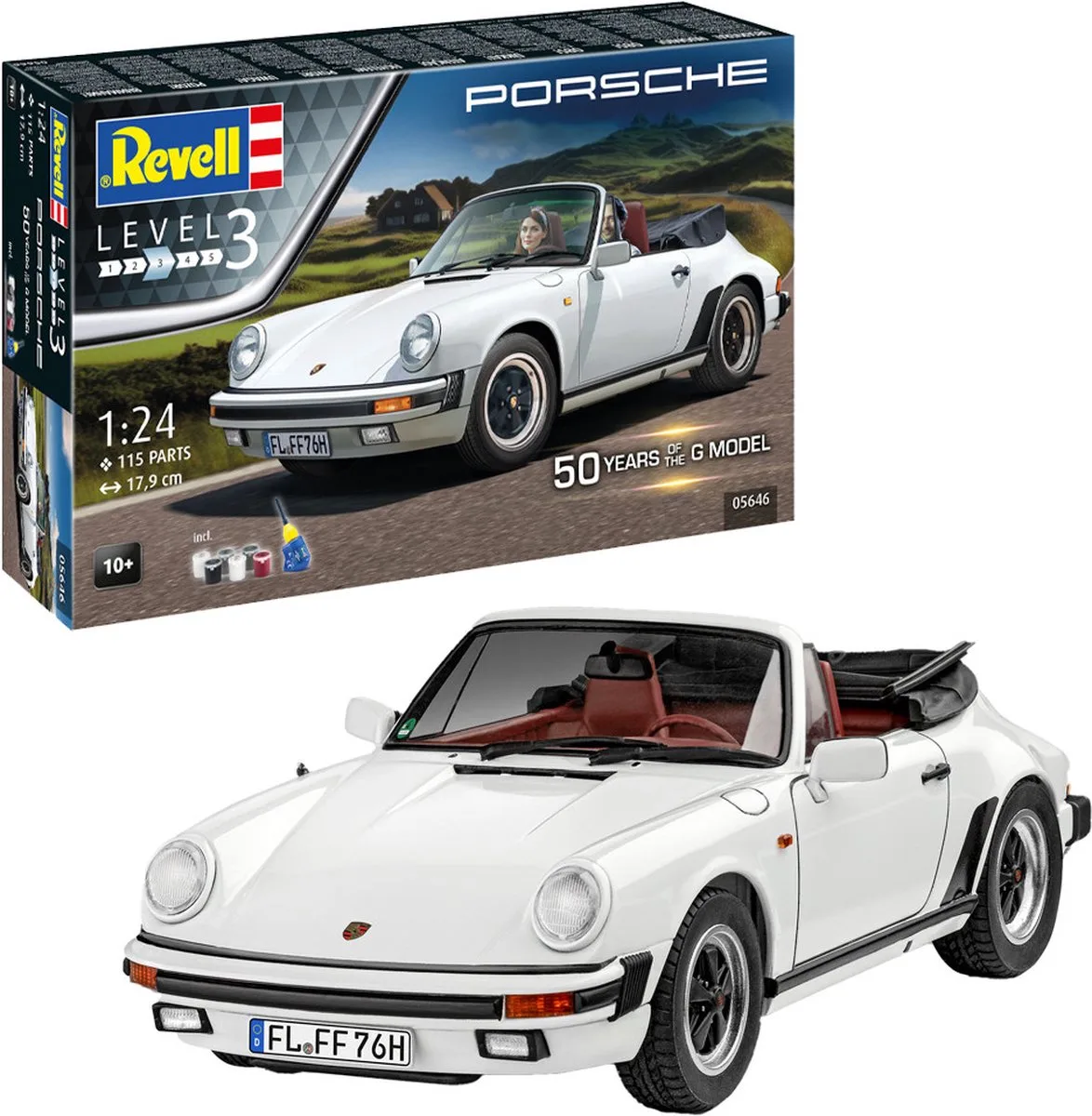 Modelbouwpakket Auto - 05646 Porsche 911 G-Model Cabrio - 50 Jaar! - Geschenkset Plastic - 1:24 - Modelbouw van Revell in Meerkleurig – productfoto
