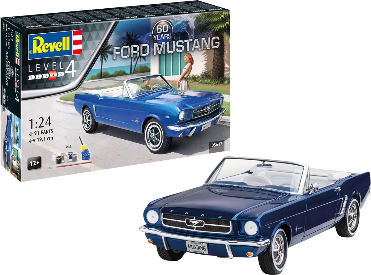 Modelbouwpakket Auto - 05647 60th Anniversary of Ford Mustang Auto - Geschenkset Plastic - 1:24 - Modelbouw van Revell in Meerkleurig – productfoto