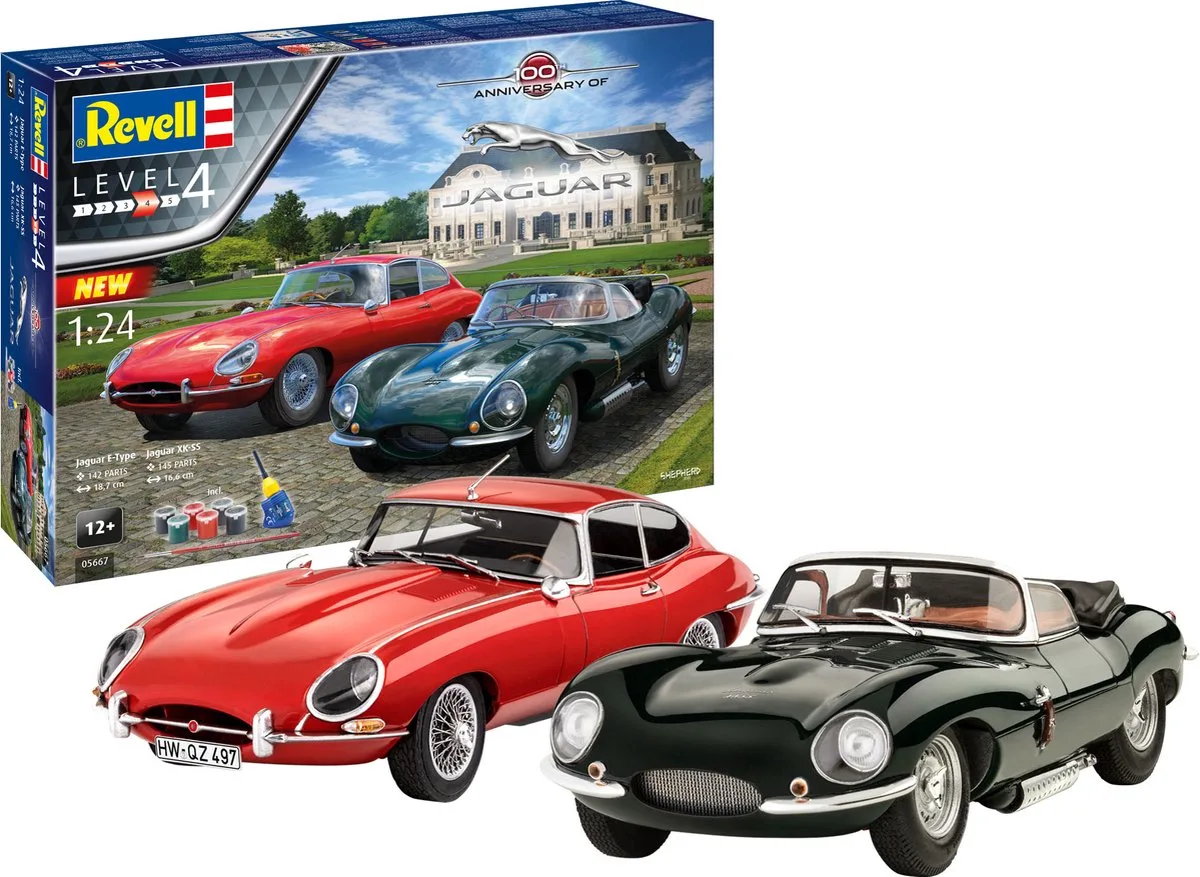 Modelbouwpakket Auto - 05667 Jaguar Cars 100th Anniversary - Gift Set Plastic - 1:24 - Modelbouw de Revell en Multicolore – photo produit