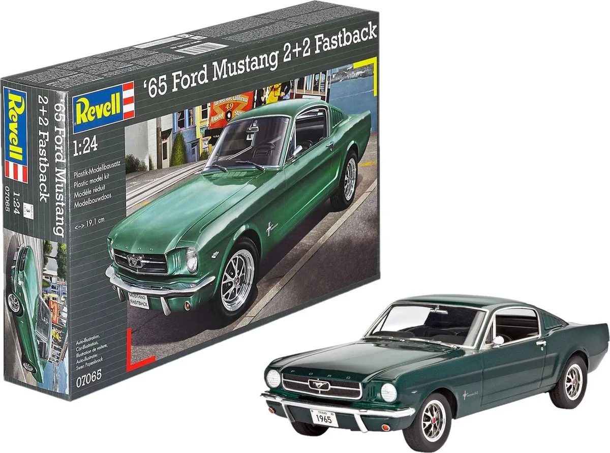 Modelbouwpakket Auto - 07065 1965 Ford Mustang 2+2 Fastback Plastic - 1:24 - Modelbouw van Revell in Meerkleurig – productfoto