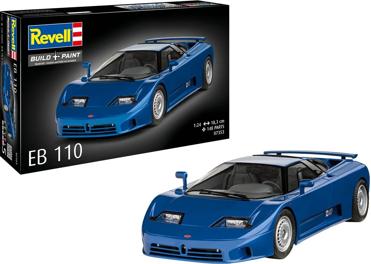 Modelbouwpakket Auto - 07353 Bugatti EB 110 - Italiaanse Supercar - Auto Plastic - 1:24 - Modelbouw van Revell in Meerkleurig – productfoto