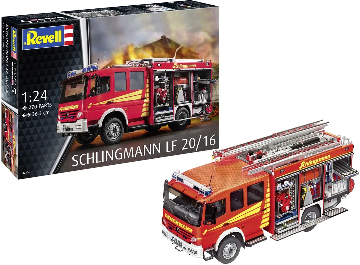 Modelbouwpakket Auto - 07404 Mercedes-Benz Atego 1529 AF Schlingmann LF20/16 - Brandweerwagen Plastic - 1:24 - Modelbouw van Revell in Meerkleurig – productfoto
