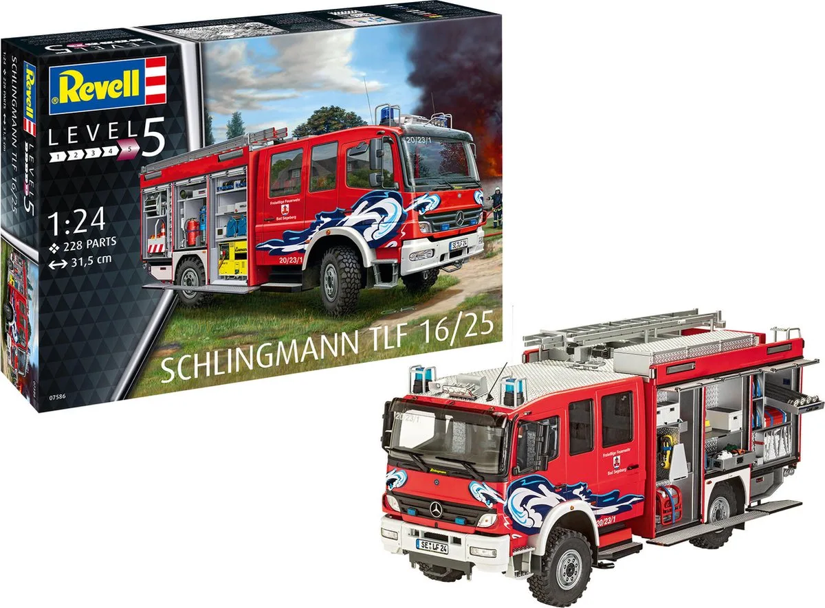 Modelbouwpakket Auto - 07586 Mercedes-Benz Schlingmann TLF 16/25 - Brandweerwagen Plastic - 1:24 - Modelbouw van Revell in Meerkleurig – productfoto
