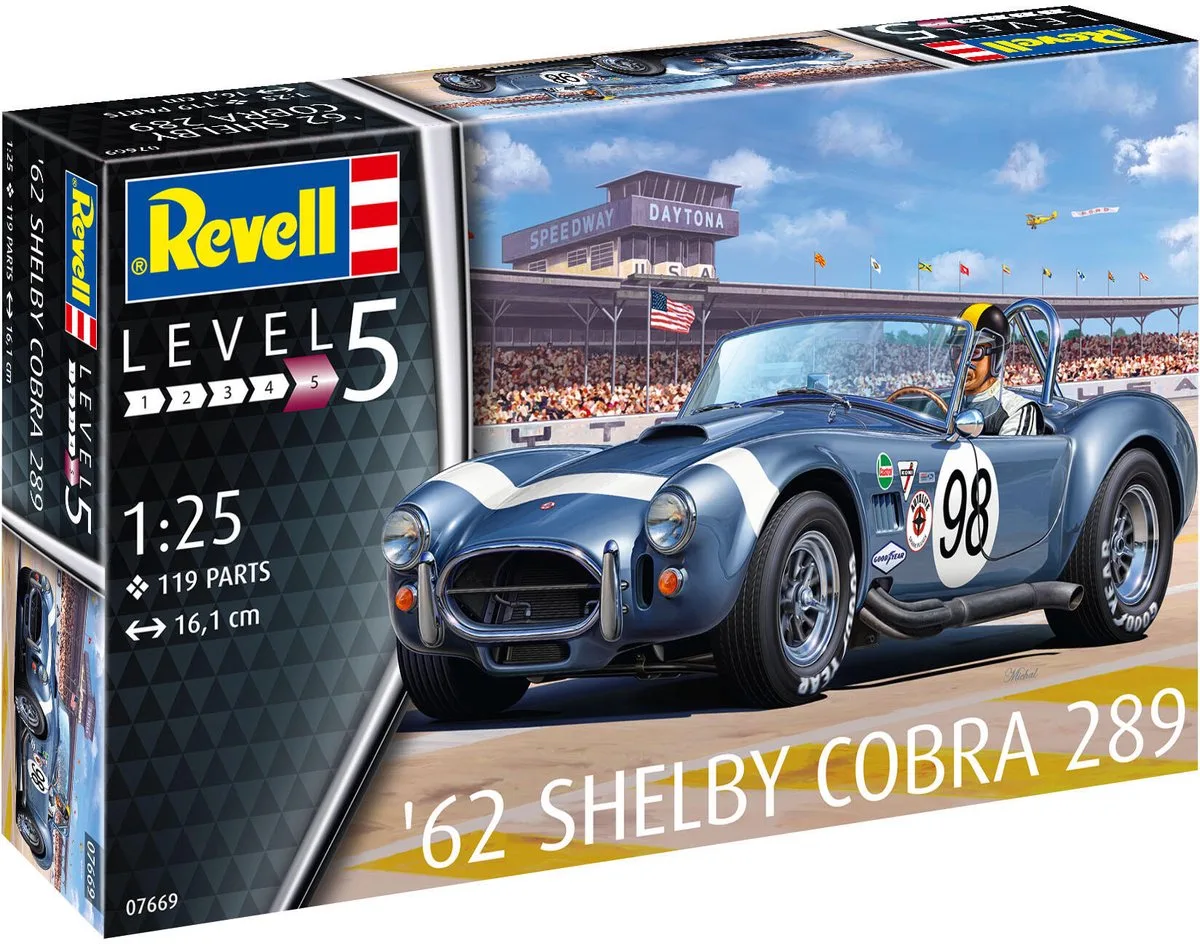 Modelbouwpakket Auto - 07669 AC Shelby Cobra 289 1962 - Amerikaanse Klassieke Auto Plastic - 1:25 - Modelbouw de Revell en Multicolore – photo produit