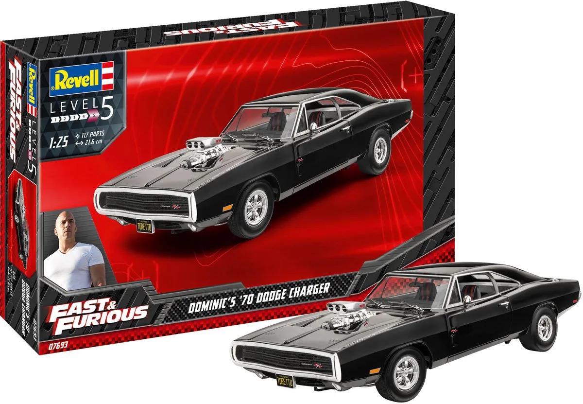 Modelbouwpakket Auto - 07693 Fast - Furious - Dominics 1970 Dodge Charger Car Plastic - 1:25 - Modelbouw van Revell in Meerkleurig – productfoto