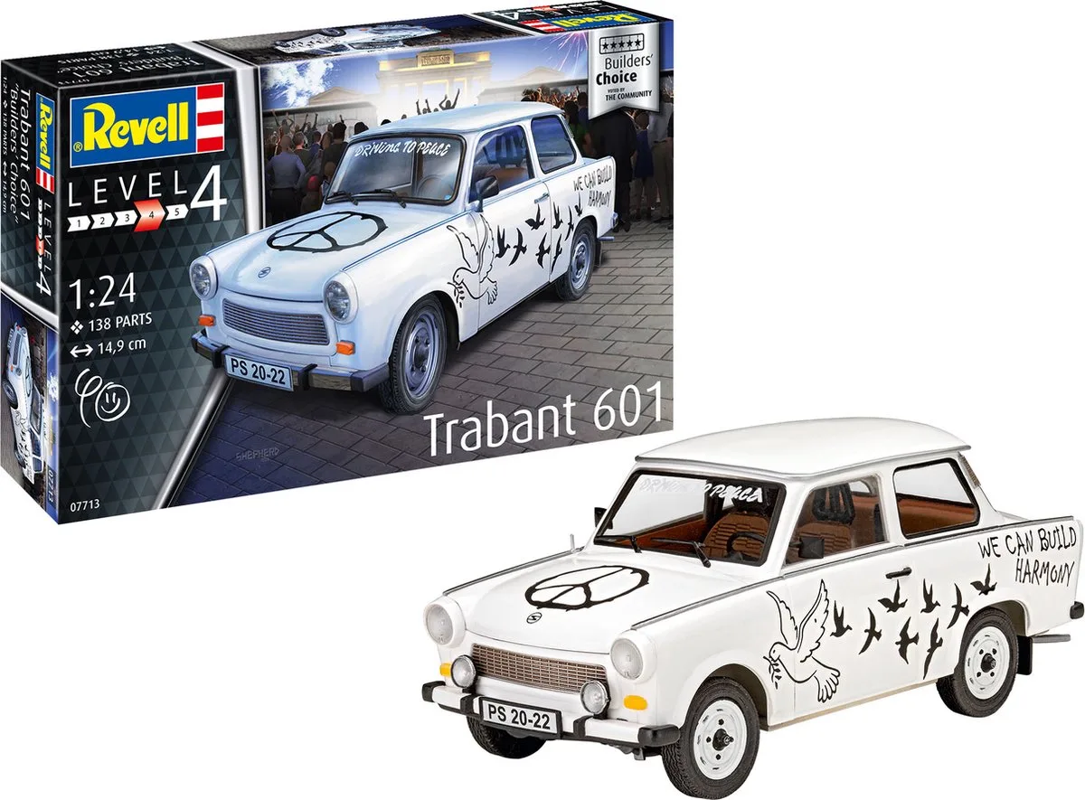 Modelbouwpakket Auto - 07713 Trabant 601S - Builders Choice Plastic - 1:24 - Modelbouw de Revell en Multicolore – photo produit