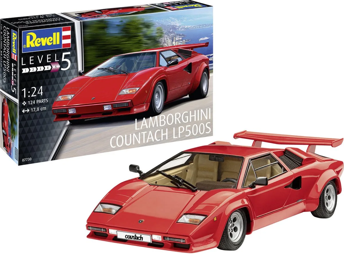 Modelbouwpakket Auto - 07730 Lamborghini Countach LP500S - Sport Auto Plastic - 1:24 - Modelbouw van Revell in Meerkleurig – productfoto