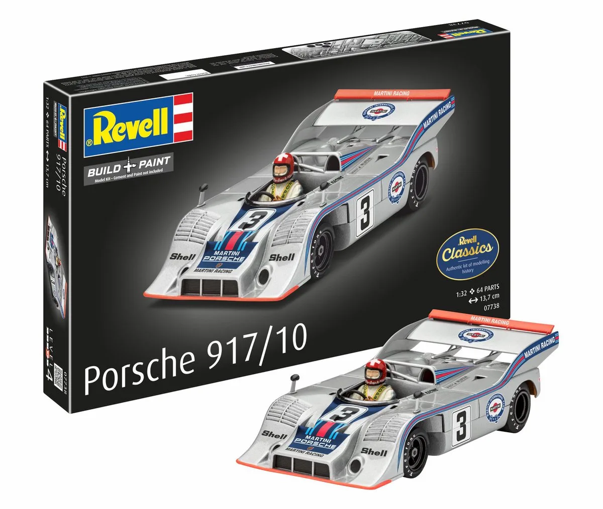 Modelbouwpakket Auto - 07738 Porsche 917/10 - Duitse Rauto Plastic - 1:32 - Modelbouw van Revell in Meerkleurig – productfoto
